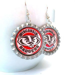 Univ Of Wisconsin BADGERS Handmade Earrings *NEW*
